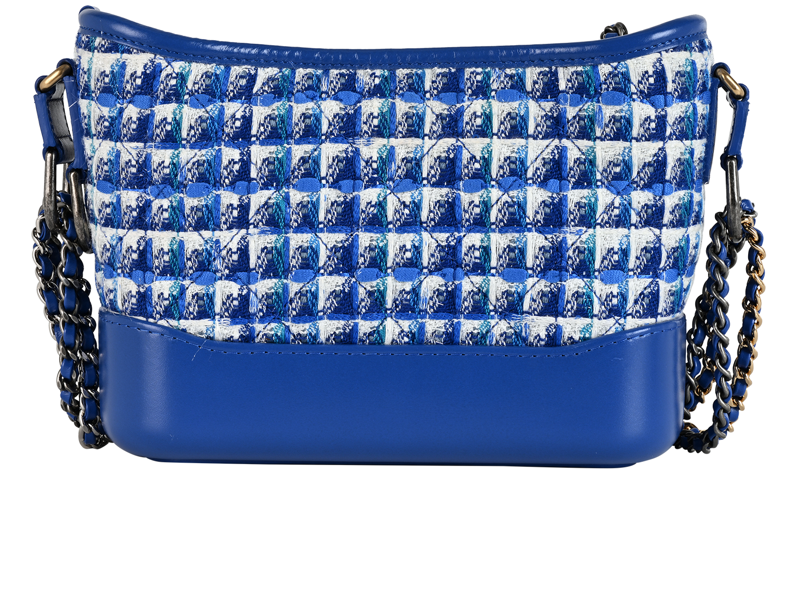 Small Gabrielle, &pound;1,500, Handbags, Blue/White, Leather/Tweed, Back view
